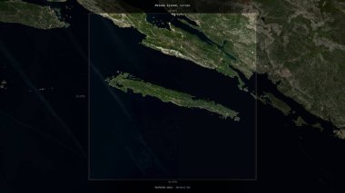 Meleda Island in the Adriatic Sea, belonging to Croatia, described and highlighted on a satellite image taken in October 16, 2022 clipart