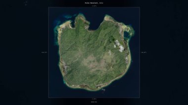 Pulau Nusalaut in the Banda Sea, belonging to Indonesia, described and highlighted on a satellite image taken in January 28, 2020 clipart