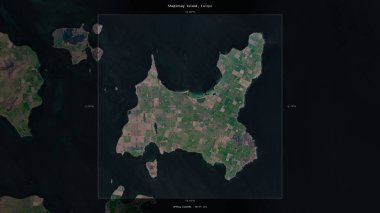 Birleşik Krallık 'a ait Kuzey Denizi' ndeki Shapinsay Adası, 20 Nisan 2020 'de çekilmiş bir uydu görüntüsüyle tanımlandı ve vurgulandı.