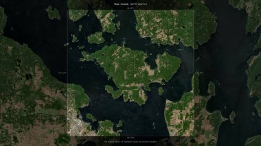 Güneydoğu Alaska ve Britanya Kolumbiyası 'nın Sahil Suları' ndaki Shaw Adası, 13 Ağustos 2023 'te çekilen bir uydu görüntüsünde tanımlandı ve vurgulandı.