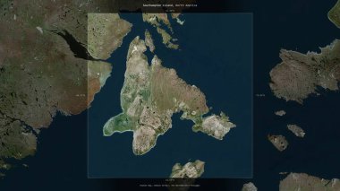Kanada 'ya ait Hudson Körfezi' ndeki Southampton Adası, 31 Aralık 2003 'te çekilen bir uydu görüntüsünde tanımlandı ve vurgulandı.