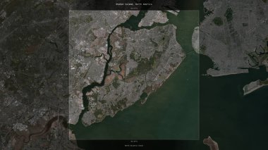 Amerika Birleşik Devletleri 'ne ait Kuzey Atlantik Okyanusu' ndaki Staten Adası, 26 Mart 2023 'te çekilmiş bir uydu görüntüsüyle tanımlandı ve vurgulandı.