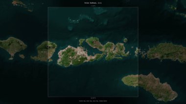 Endonezya 'ya ait Bali Denizi' ndeki Pulau Sumbawa, 13 Şubat 2023 'te çekilen bir uydu görüntüsünde tanımlandı ve vurgulandı.