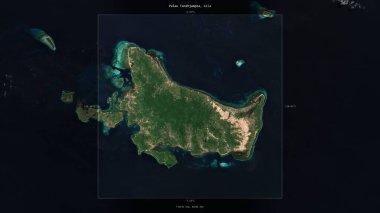 Endonezya 'ya ait Banda Denizi' ndeki Pulau Tanahjampea, 14 Ağustos 2021 'de çekilmiş bir uydu görüntüsü üzerinde tanımlandı ve vurgulandı.
