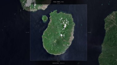 Endonezya 'ya ait Molukka Denizi' ndeki Pulau Tidore, 5 Nisan 2021 'de çekilen bir uydu görüntüsünde tanımlandı ve vurgulandı.