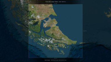 Tierra del Fuego Island in the South Pacific Ocean, shared between: Chile, Argentina, described and highlighted on a satellite image taken in October 22, 2015 clipart