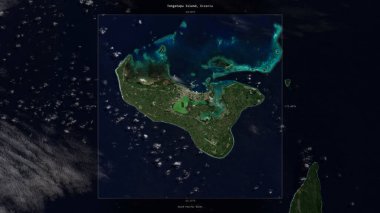 Tonga 'ya ait Güney Pasifik Okyanusu' ndaki Tongatapu Adası, 14 Mayıs 2021 'de çekilmiş bir uydu görüntüsüyle tanımlandı ve vurgulandı.