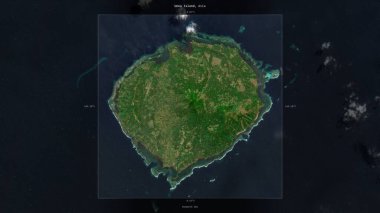 Papua Yeni Gine 'ye ait Bismarck Denizi' ndeki Unea Adası, 6 Ağustos 2023 'te çekilen bir uydu görüntüsünde tanımlandı ve vurgulandı.