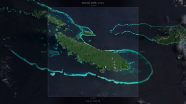 Vanatinai Island in the Coral Sea, belonging to Papua New Guinea, described and highlighted on a satellite image taken in September 9, 2022 clipart