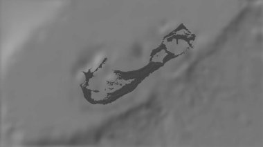 Isla Gran Bermuda in the North Atlantic Ocean on a bilevel elevation map clipart