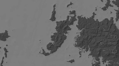 Japonya Denizi 'ndeki Hiradoshima Adası bilek yüksekliği haritası üzerinde