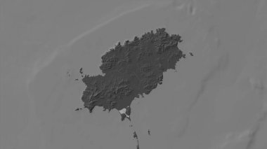 Balearic 'teki İbiza Adası (İber Denizi) bir bilek yüksekliği haritası üzerinde