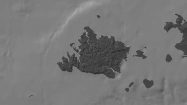 Iriomotejima in the Eastern China Sea on a bilevel elevation map clipart