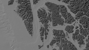 Güneydoğu Alaska 'nın Kıyı Suları' ndaki Kuiu Adası ve bilek yüksekliği haritasında Britanya Kolumbiyası
