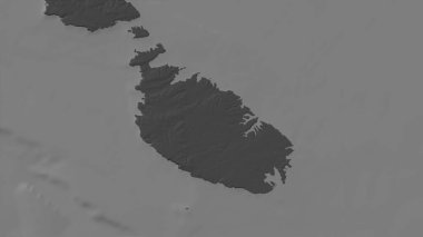 Akdeniz 'deki Malta Adası - Bilek yüksekliği haritasında Doğu Havzası