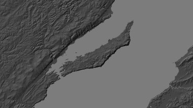 Baykal Gölü 'ndeki Olkhon Adası bilek yüksekliği haritasında