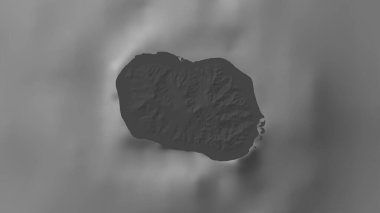 Rarotonga Island in the South Pacific Ocean on a bilevel elevation map