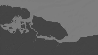 Isle of Sheppey in the North Sea on a bilevel elevation map clipart