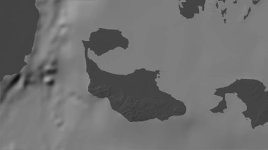 Tiran Island in the Red Sea on a bilevel elevation map clipart