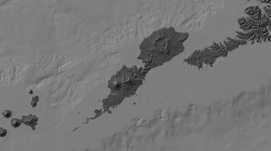 Bering Denizi 'ndeki Umnak Adası bilek yüksekliği haritasında