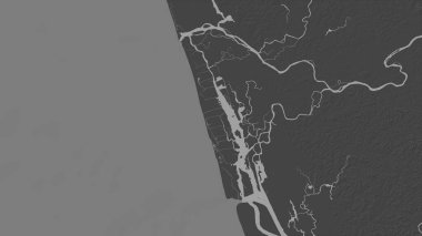 Vypin Island in the Laccadive Sea on a bilevel elevation map clipart