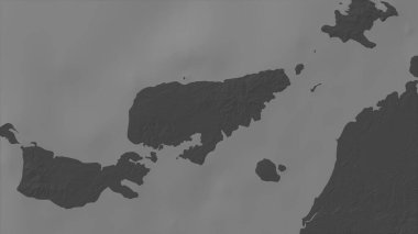 Pulau Wuliaru in the Banda Sea on a bilevel elevation map clipart