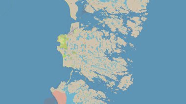 Benbecula Island in the Inner Seas off the West Coast of Scotland on a topographic, OSM standard style map clipart