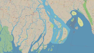 Bengal Körfezi 'ndeki Bhola Adası, OSM standart haritası üzerinde