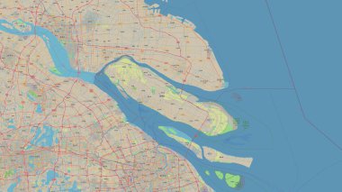 Doğu Çin Denizi 'ndeki Chongming Adası, OSM standart haritası üzerinde.