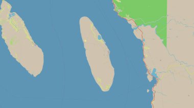 Dalupiri Island in the Philippine Sea on a topographic, OSM standard style map clipart