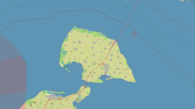 Fehmarn Island in the Baltic Sea on a topographic, OSM standard style map clipart