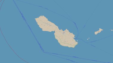 Ege Denizi 'ndeki Folegandros Adası, OSM standart haritası üzerinde