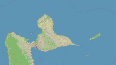 Karayip Denizi 'ndeki Grande-Terre Adası topografik, OSM standart haritası