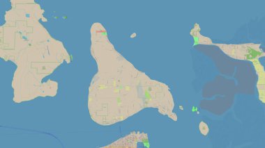 Guemes Island in the The Coastal Waters of Southeast Alaska and British Columbia on a topographic, OSM standard style map clipart