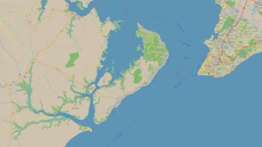 Güney Atlantik Okyanusu 'ndaki Ilha de Itaparica topografik, OSM standart haritası üzerinde