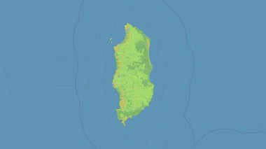 King Island in the Bass Strait on a topographic, OSM standard style map clipart