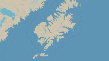 Alaska Körfezi 'ndeki Kodiak Adası. OSM standart haritası üzerinde.