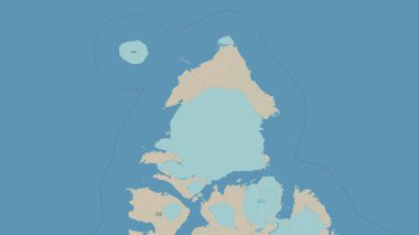 Komsomolets Island in the Kara Sea on a topographic, OSM standard style map clipart