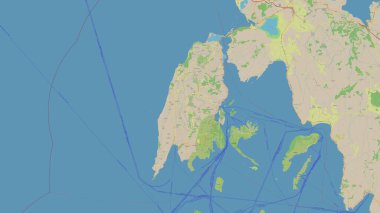 İyon Denizi 'ndeki Lefkada Adası topografik, OSM standart haritası