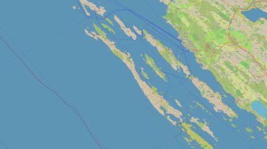 Dugi Otok in the Adriatic Sea on a topographic, OSM standard style map clipart