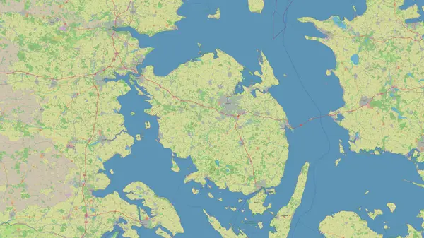 Kattegat 'taki Funen Adası, OSM standart haritası üzerinde