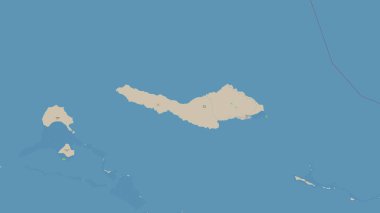 Misima Island in the Solomon Sea on a topographic, OSM standard style map clipart