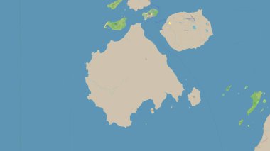 Muralug Island in the Coral Sea on a topographic, OSM standard style map clipart