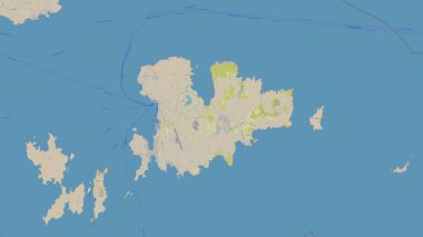 Ege Denizi 'ndeki Mykonos Adası, OSM standart haritası üzerinde