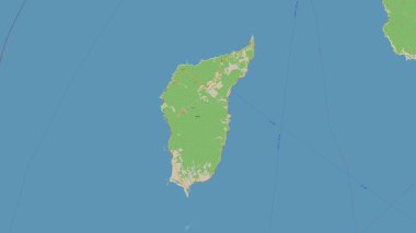 Okushiri-to Island in the Japan Sea on a topographic, OSM standard style map clipart