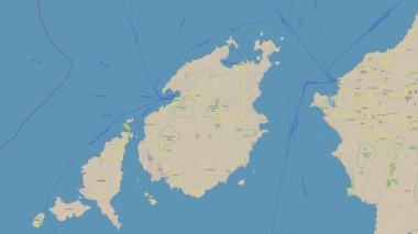 Ege Denizi 'ndeki Paros Adası, OSM standart haritası üzerinde