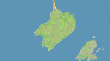 St. Lawrence Körfezi 'ndeki Petite Miquelon Adası topografik, OSM standart haritası üzerinde