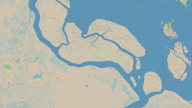 Pulau Rantau in the Malacca Strait on a topographic, OSM standard style map clipart