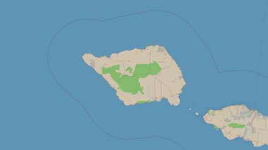 Savaii Island in the South Pacific Ocean on a topographic, OSM standard style map clipart