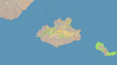 Sao Vicente Island in the North Atlantic Ocean on a topographic, OSM standard style map clipart